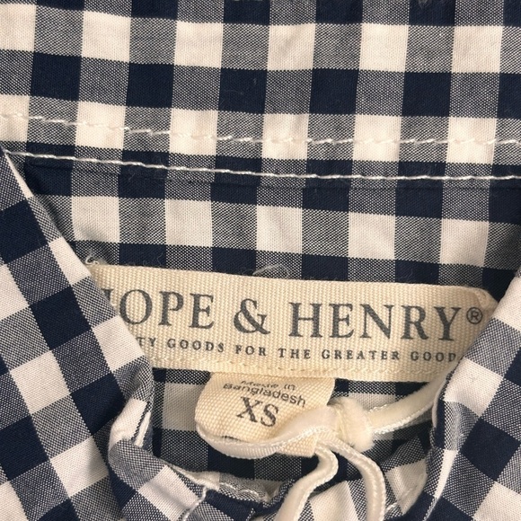 NWT 100% Organic Cotton Kids Navy and White Checkered Button Down Shirt - Picture 5 of 8